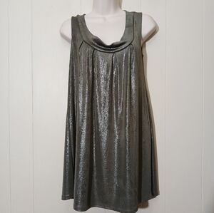 Fighting Eel Shimmery Swing Mini Dress Gray Metalliac Cocktails Party Night Out